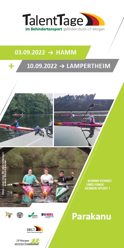 Alternativtext: Flyer Talent-Tage Para-Kanu Hamm und Lampertheim